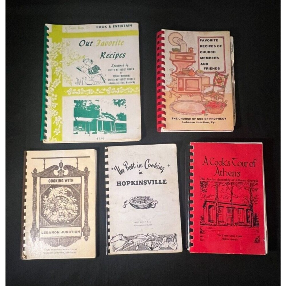 Vintage Community Church Spiral Cookbooks Recipes Lot of 5 (Kentucky & Georgia)